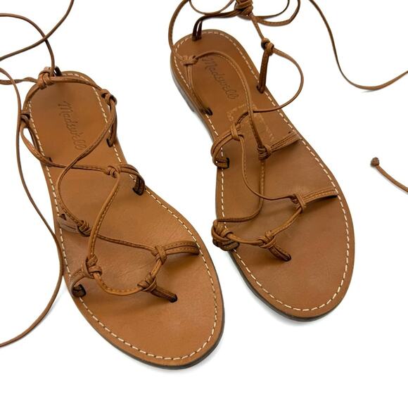 Madewell The Boardwalk Lace-Up Sandal English Saddle Brown Leather 9 L0963 - Picture 4 of 7